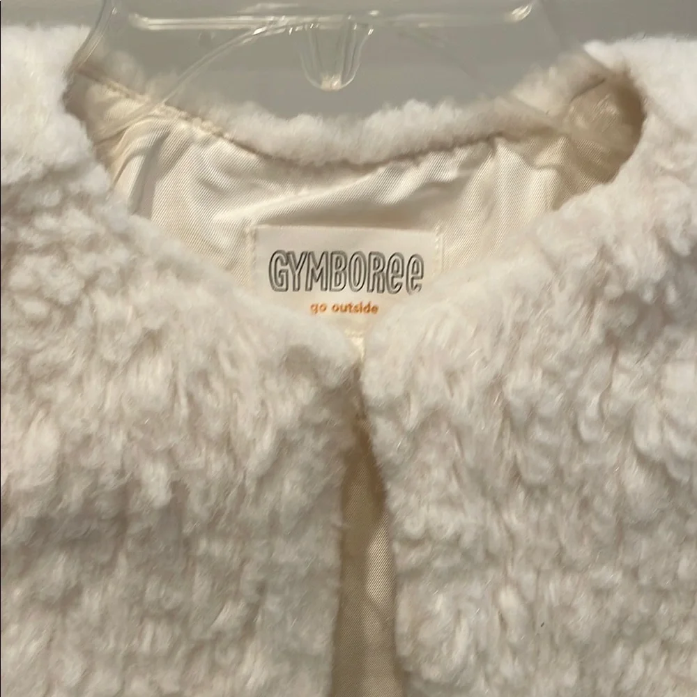 Gymboree Cream Faux Fur Jacket Elegant Open Front Design